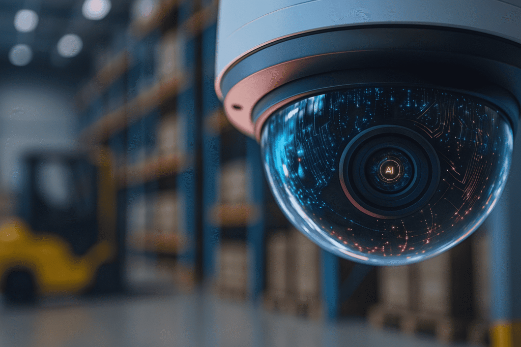 AI edge computing CCTV camera supervising processes in the logistics center